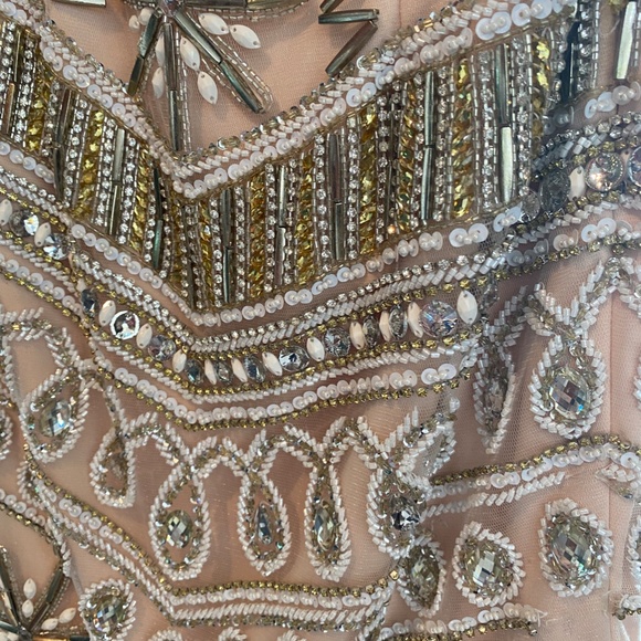 RACHEL ALLEN NUDE BEADED HOMECOMING DRESS SZ 4 SHORT DRESS - Picture 2 of 12